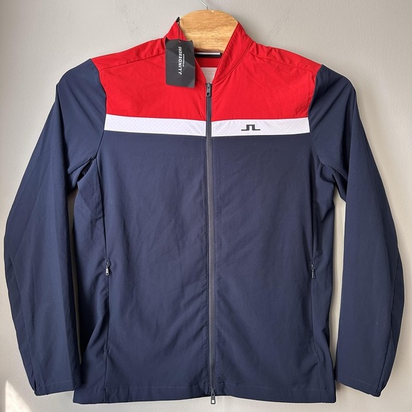 J.Lindeberg KV Hybrid Jacket Mens Large Navy Golf Windbreaker‎ GMOW06815